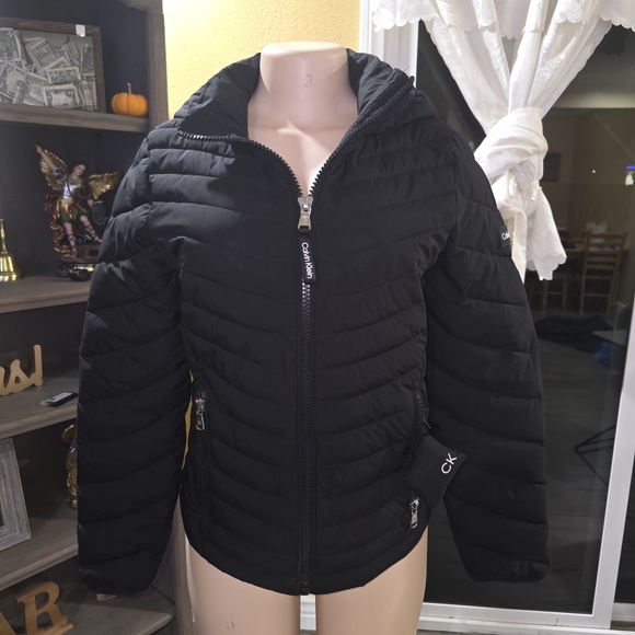 Calvin Klein Jackets & Blazers - Calvin Klein Women's Black Puffer Jacket with Logo Zipper